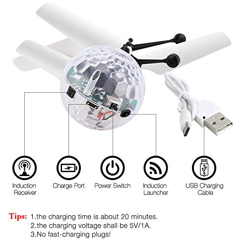 KOMAKE Flying Ball Toys, RC Flying Toys for Kids Rechargeable Light Up Flying Ball Drone Infrared Induction Helicopter Ball with Remote Controller for Indoor and Outdoor Games