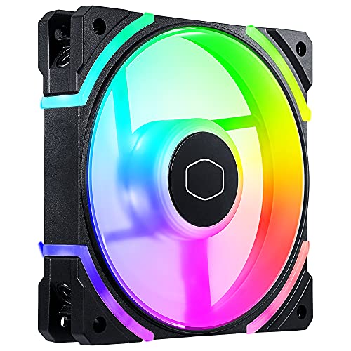 Cooler Master MasterFan SF120M ARGB Cooling Fan - Case, Radiator & Heatsink Modes, Connected Blades (62CFM/2.4mmH2O), Quiet & Durable Design, Rubber Anti-Vibration Pads - 120mm, Addressable RGB
