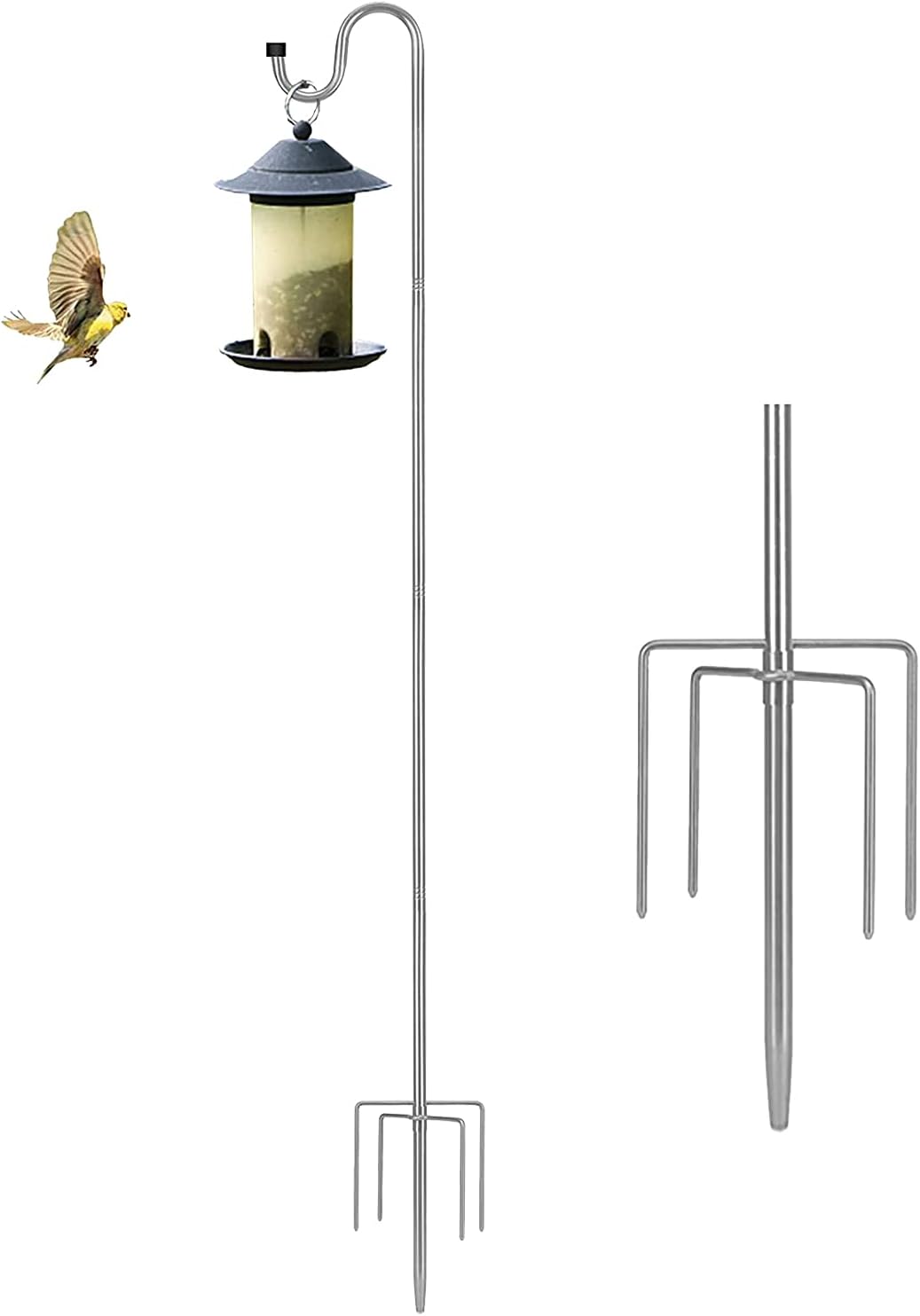 Outdoor Shepherd's Hooks - TALITARE Shepherds Hook 68 Inch，5/8 Inch Width Heavy Duty Adjustable Stainless Steel Shepherd Hooks with 5-Prong Base for Outdoor Lanterns Planting Hanger Weddings Decor(1pack)