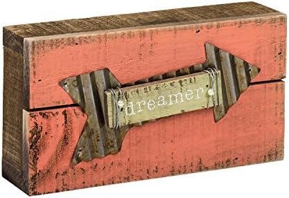 Honey In Me Dreamer Coral Pink 4.5 x 8 Galvanized Arrow Cut Out Pallet Wood Decorative Sign Plaque