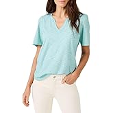 NIC+ZOE Women's Short Sleeve Split Neck Tee