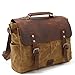 Mens Messenger Bag,Handmade Cross Body Bag Leather Laptop Briefcase Waxed Canvas Shoulder Bag with Detachable Strap,Computer Sctchel Bag Travel Work Bag for 14 inches Laptop