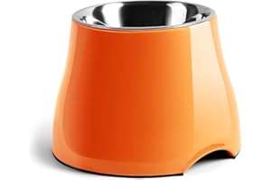 Fluffydream Elevated Dog Bowls, Non-Slip with Stainless Steel Bowl, High Capacity (SunshineOrange, M (540ML / 2 Cups))