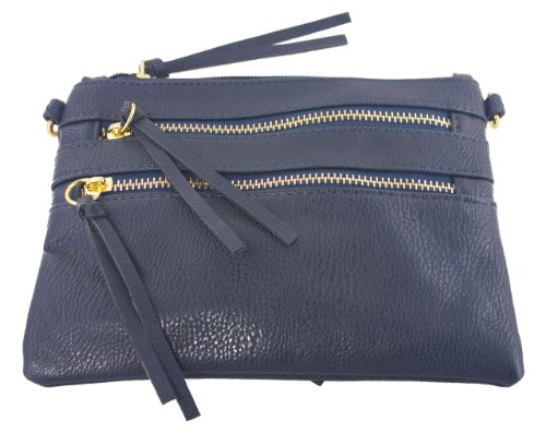 Women s soft-feel leather zipper wristlet crossbody wal…