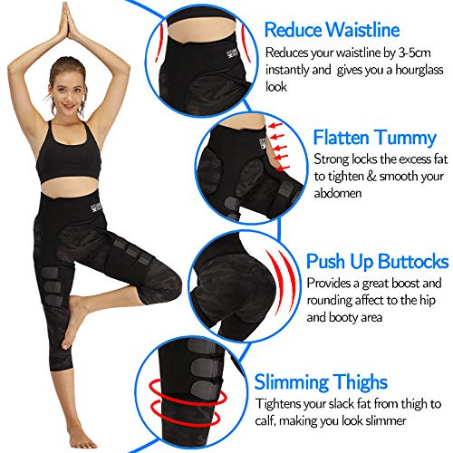 2 in 1 Women Waist Thigh Trimmer Belt for Leg Butt Hip Wear, Waist Trimmer for Women (Black, M)