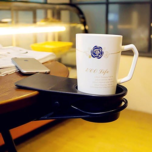 Huge Desk Cup Holder for Home and Office Table Side Water Drink Beverage Soda Coffee Mug Holder Cup Saucer Clip Black