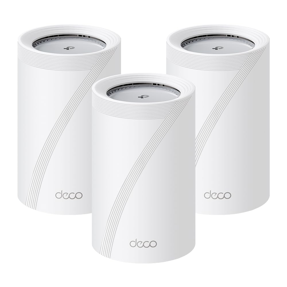 TP-Link Deco BE65 Pro Wi-Fi 7 Mesh WLAN Set(3er-Pack), Tri-Band BE9300 Router & Repeater, 2 × 5G-Port + 1 × 2,5G-Port pro Einheit, USB 3.0, MLO, WPA3, empfohlen für Haushalte mit 5–6 Schlafzimmern