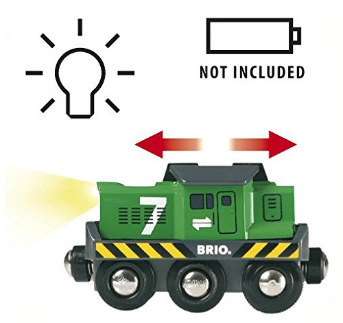 BRIO World Freight Battery Engine - Battery-Operated Toy Train for Wooden Tracks - Powerful Motorized Train Engine Pulls The Longest Sets - Works with All Railway Sets - Ages 3 & Up