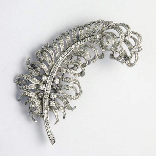 Wild Things Sterling Silver Feather Pin w/Faceted Crystal Stones