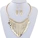 Necklace, Hatop Luxury Womens Metal Tassels Pendant Chain Bib Necklace Earrings Jewelry Set (Gold)