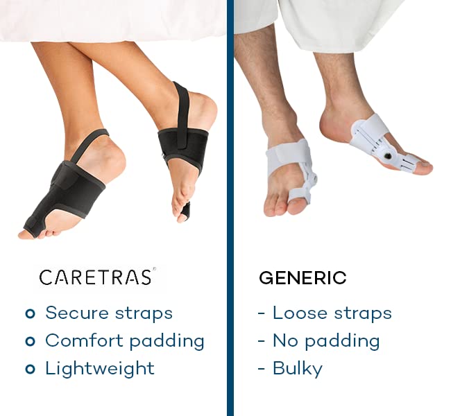 Caretras 2-Pack Bunion Corrector for Women & Men, Orthopedic Bunion Splint for Hallux Valgus Pain Relief, Big Toe Separator, Adjustable Day/Night Support, Comfortable Hammer Toe Straightener