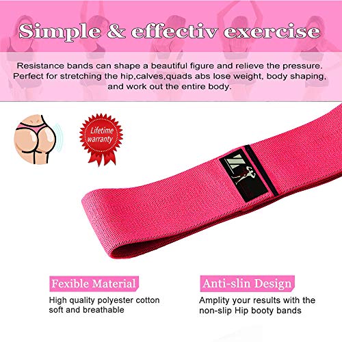 Hip Resistance Bands - Fabric Hip Circle - Cotton Non-Slip Hip Thruster Loop - for Glute Activation, Booty, Squat, Exercise and Fitness Workout (Pink, S-24 inch)