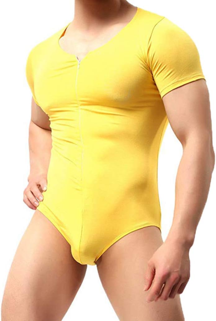 GOUNURE Men's Shapers Bodysuit Leotard Slimming Shapewear Jumpsuit Underwear with Zipper