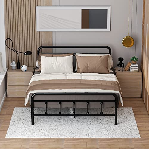 SURFLINE Vintage Queen Bed Frame with Headboard Queen Size Bed Frame