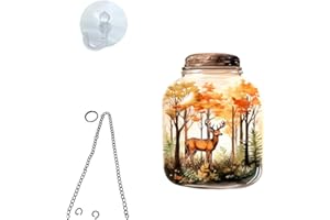 ZZHAOYI Stained Christmas Ornaments, 5.9''x4.3'' Acrylic Window Hanging Forest Reindeer Double Side Stained Panel Home, Window Show Decor Gift for Women (Reindeer)