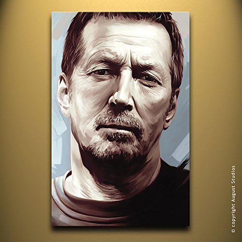 ERIC CLAPTON Original Artwork Artist Signed Canvas Art Print (Small 14" x 9")