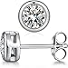 Bezel Set Earrings Sterling Silver Cubic Zirconia Bezel Stud Earrings Bezel CZ Stud Earrings Bezel Set CZ Earrings for Women Simple Fake Diamond Earrings Cubic Zirconia Bezel Earrings