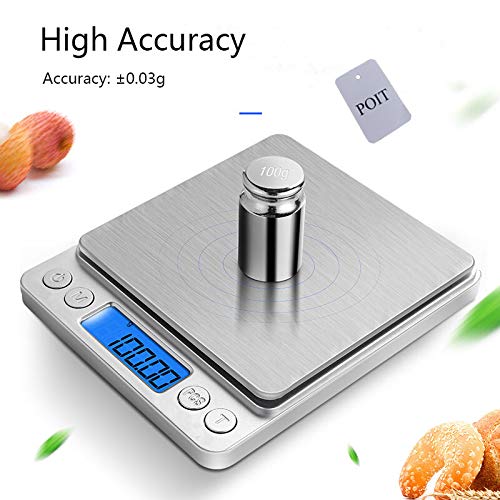 Poit Digital Kitchen Scale Food Scale Pocket Scale Jewelry Gram Scale, 500g Capacity, 0.01g/0.001oz Resolution…