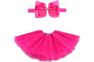 BGFKS 5 Layered Toddlers Tulle Tutu Skirt for Girls with Headband for Baby Girl 0 to 36 Months