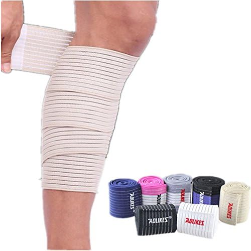Mcolics 伸縮性 ふくらはぎ 太ももサポート 膝ブレース 脚 圧縮ストラップ ラップ サポート バンデージ ブレース ガード 怪我 痛み スポーツ 安全パッド 2個パック