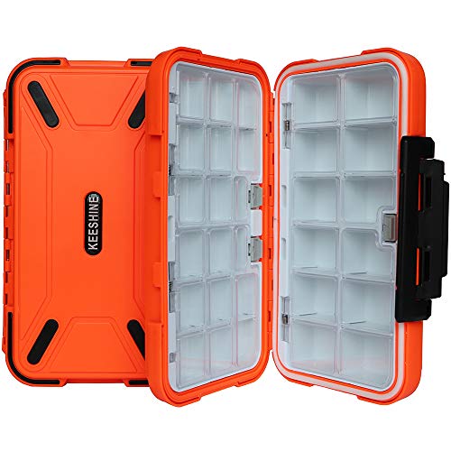 KEESHINE Angelzubehör-Box, Aufbewahrungsbox, 2 Seiten, Kunststoff, abnehmbares Gitter-Aufbewahrung, Schmuck-Organizer, Behälter für Köder, Haken, Perlen, Ohrringe, Werkzeug (orange) – Bild 5