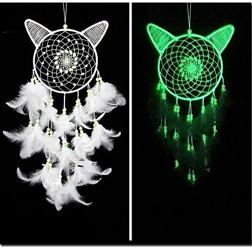 Dream Catcher~ Luminous Handmade White 5.9" Diameter and 17.7" Long (With a gift） (5.9" Diameter and 17.7" Long)