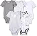 Lamaze Organic Baby Baby Unisex Short Sleeve Cotton Bodysuit, Snap Closure, White and Grey Variety, Newborn