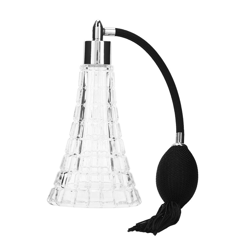 Wandisy July Summer Gifts Refillable Glass Perfume Bottle with Antique Black Bulb Sprayer with Tassel 75ml