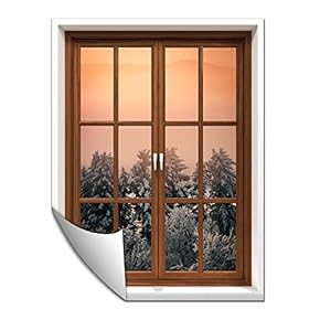 Wall Paper Small Wall Mural Snowscape Out of The Window Wall Art Removable Wall Decoration for Bedroom Living Room - 24x32 inches