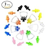Keklle 7 Sets Waterproof Soft and Flexible Silicone Swimming Earplugs and Nose Clip - for Swimming, Sleeping, Surfing, Showering - for Adults and Children