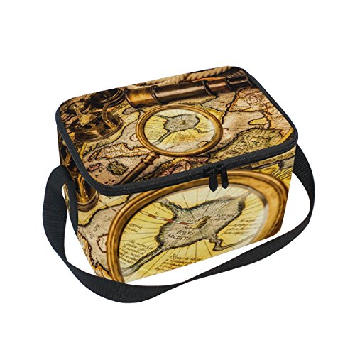 Vintage Old World Map Insulated Lunch Box Cooler Bag Reusable Tote Outdoor Travel Picnic Bags