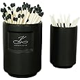 KANNYN & CO. Match holder with striker | Match Cloche | Matches NOT included | Home Decor | Matches in a jar with striker l Holder for Cute and Fancy Matches | Match Striker Sticker -Set (black)
