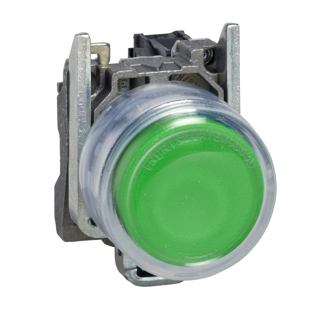 Schneider Electric Harmony XB4 - Booted Push Button Switch, Metal, Spring Return, 1NO, 22 mm Mount, Unmarked, Projecting Operator Profile, XB4BP31, Green
