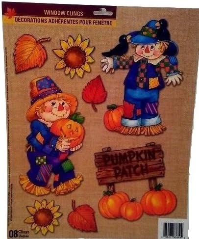 Autumn Fall Thanksgiving Harvest Pumpkin Leaves Decorations Window Cling Stickers C