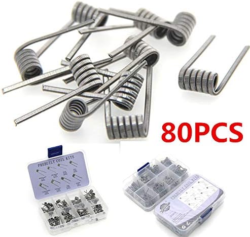 Prebuilt Coils, Ventertop 80pcs Heating Wire Coils Prebuilt Coil Kit Heating Wire 8 in 1 Premade Coil Alien Clapton Fused Twisted Hive for E Cig Box Mod RDA RTA RBA Tank Core