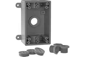 JC-LGL 1 Gang 3-1/2 in. or 3/4 in. Electrical Outlet Box, Include 3-1/2 in. Reducer Bushings & 3-3/4 in. Closure Plugs, Weatherproof Outlet Box Gray, UL Listed (1 Pack)