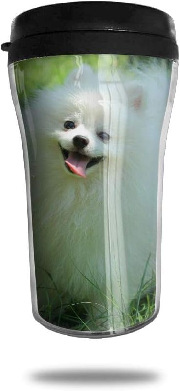 Amazon Com Ftrgrafe Cute White Pomeranian Dog Travel Coffee Mug 3d Printed Portable Vacuum Cup Insulated Tea Cup Water Bottle Tumblers For Drinking With Lid 8 54 Oz 250 Ml Coffee Cups Mugs