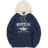 ZAFUL Men's Hooded Sweatshirt, Letter Mountain Graphic Embroidery Plush Fleece Casual Drawstring Pullover Hoodie