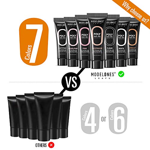 Modelones Poly Nail Gel Kit - Nail Extension Gel Kit Nail Enhancement Builder Gel Kit with 7 Luxurious Colors Quick Nail Extension Solution Gel Tube in GiftBox - Thumbnail 4