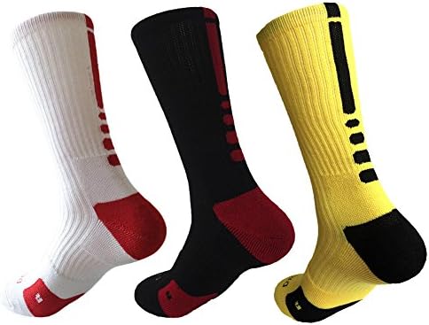 Hxst Dri-fit Cushion Basketball Crew Socks - 3 Pair Pack (3 Colors Mixed II)