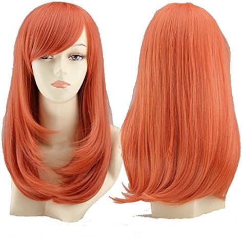 Simpleyourstyle Medium Long Pear Head 9 Colors Pop Style Wigs For Women (Orange)