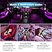 Car Interior Lights,TACHICO Car RGB LED Strip Lights APP IR Wireless Remote Control Car Interior 4pcs Multi-Color music Waterproof Lights Kit Strips with Sound control Car Charger Included DC 12V…