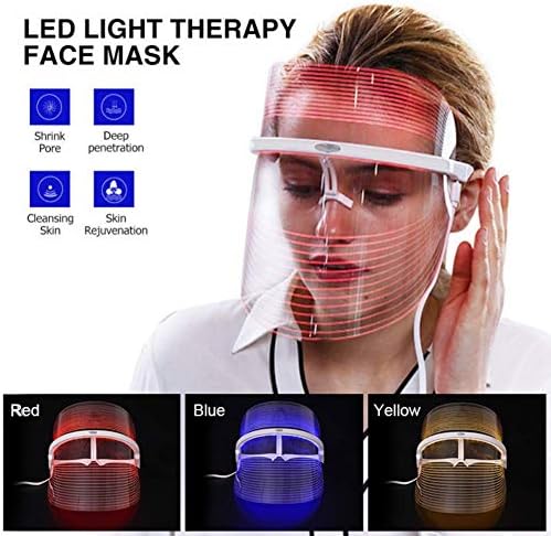 3 Color LED Līght Therapy Face Mask Beauty Instrument, Firming Skin Acne Wrinkle Anti aging Fade Fine Lines Melanin Acne Increase Collagen Skin Rejuvenation