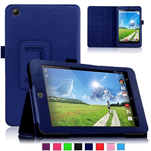 Infiland Acer Iconia B1-730HD Case, Folio PU Leather Slim Fit Stand Cover for 7inch Acer Iconia One 7 B1-730HD Tablet Only, Navy