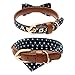 EXPAWLORER Bow Tie Dog Collar with Bell, 2 Pack Navy Blue Wave Point Adjustable Collars Bowtie Bandana for Medium Dogsthumb 4