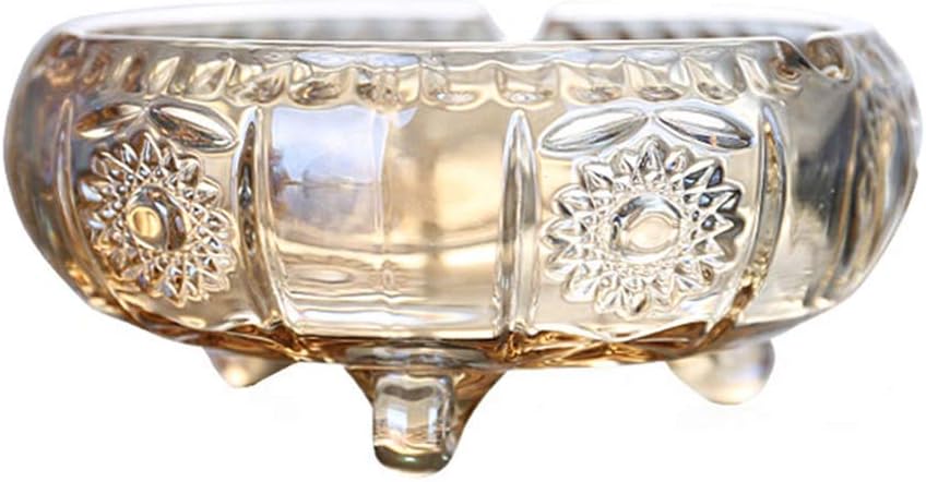 HuaLEiX Ashtray Home European Style Gold Glass Ashtray Coffee Table Golden Ashtray Creative Home Used to Guest Ashtray Brown Champagne Gold