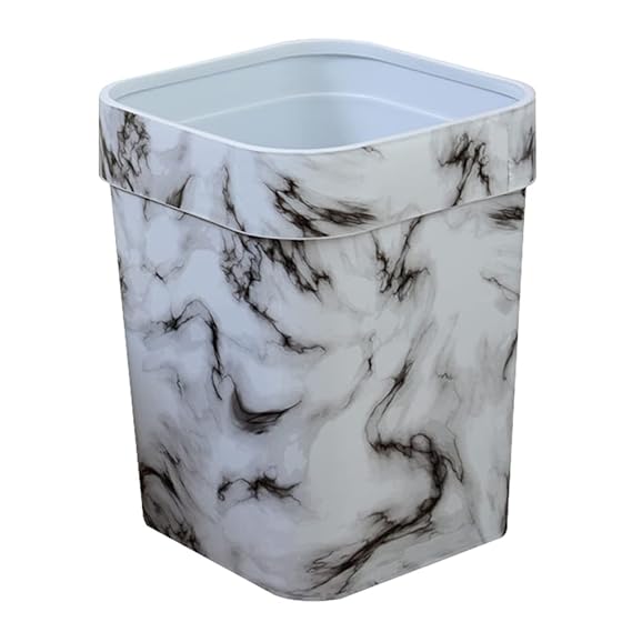 Buy TOPBATHY Trash Can Garbage Can Retro Marble Pattern Square