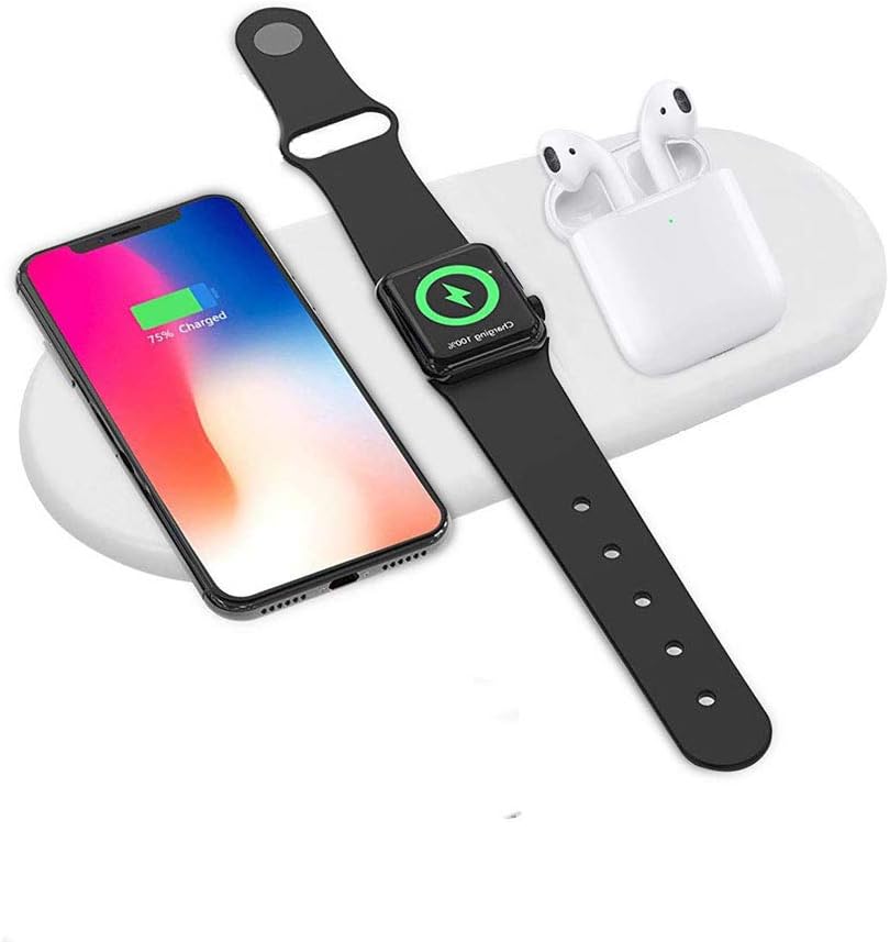 Wireless Charger for Watch and Phone, Fast Wireless Charging Stand 3 in 1 Compatible with Apple Watch 4/3/2, iPhone Xs/XS MAX/X/8/8 Plus, Samsung Galaxy S9/S9+/S8+/Note8