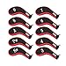 10L0L Golf Head Covers,Neoprene Zippered Golf Club Head Iron Covers - Set of 10 (Black and red)