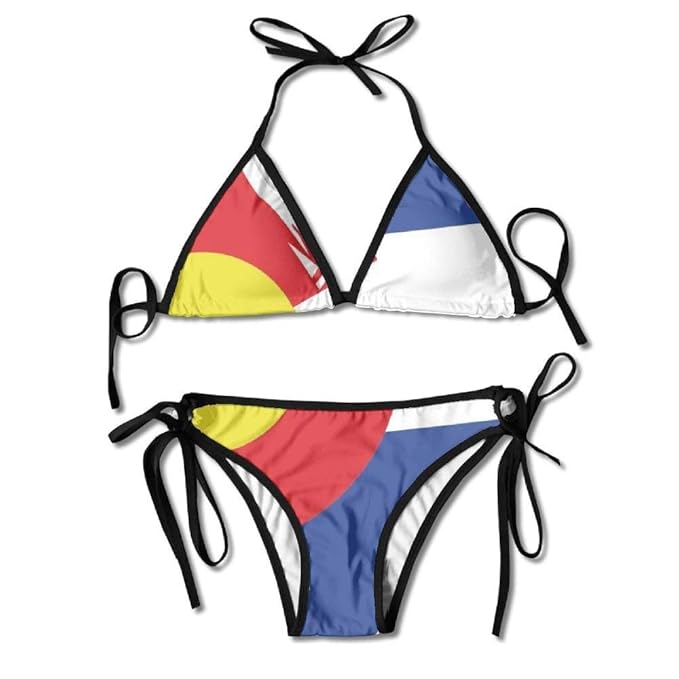 Fashion Women Colorado Heart Printing Sexy Two-Piece Bikini Set Beach Bathing Suit